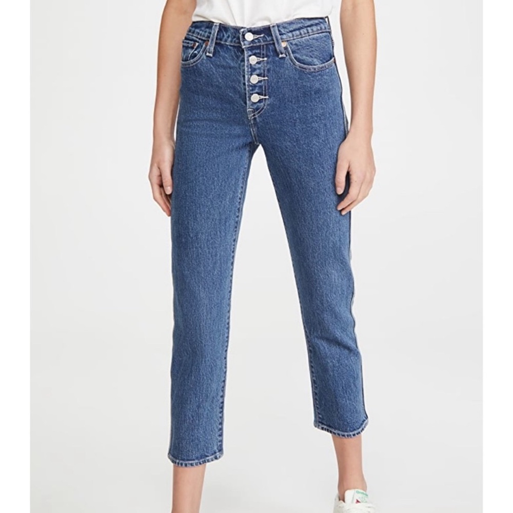Levi's Jeans Wedgie Crop Straight Hi Rise Button Fly Crop Denim $98 NWT 26